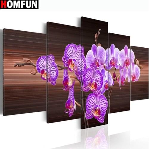 HOMFUN 5pcs Full Square/Round Drill 5D DIY Diamond Painting "flower" Multi-picture Combination Embroidery 5D Decor A14779
