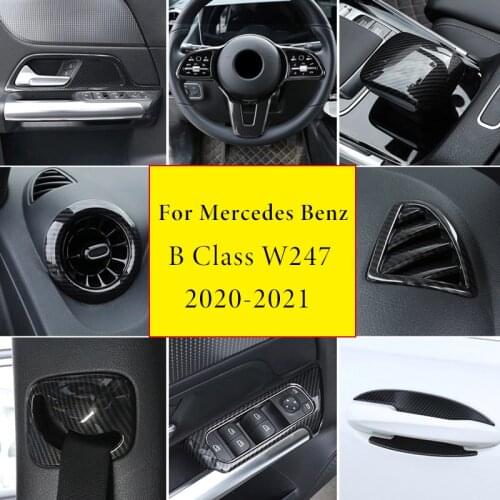 Carbon Fiber Car Center Control steering wheel Decoration Kits Interior Trim stickers For Mercedes Benz B GLB Class W247 X247