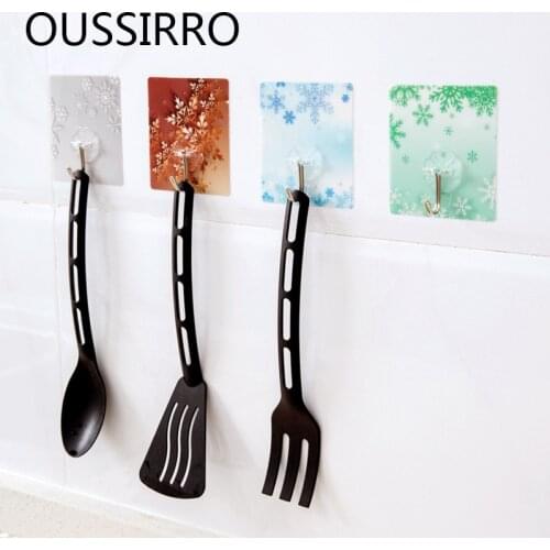 2pcs Wall-mounted Sticking Hooks PVC Foreign Trade Kitchen Organizer Hanger Adhesive Hooks Bathroom Accessories Fast Shipping