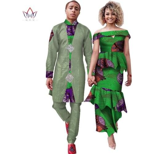2021 New Matching Couple Clothes Women Skirt Set and Men Pant Set 2 Sets Couple Outfits African Couple Clothes For Lovers WYQ701
