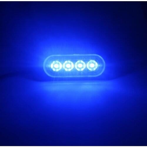 New 1pc 4 Led Strobe Warning Light Strobe Grille Flashing Lightbar Truck Car Beacon Lamp Amber Blue Red Traffic Light