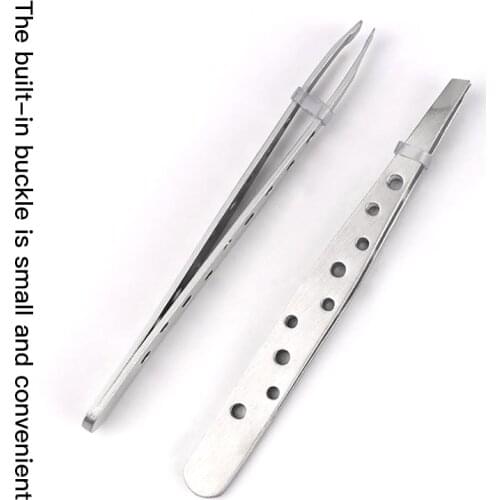 9 Hole Stainless Steel Tweezers Anti-static Straight Tip Precision Stainless Tweezers For False Eyelashes Eyebrow Trimming Tools
