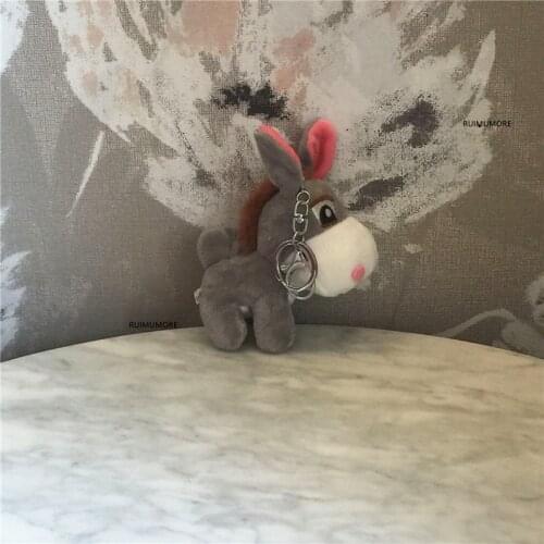 9CM Stuffed donkey Plush TOY , kids keychain Doll , key clip Pendant plush TOY