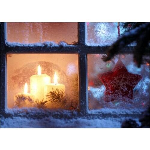 Christmas Window Winter Scene Art print Silk poster Home Wall Decor