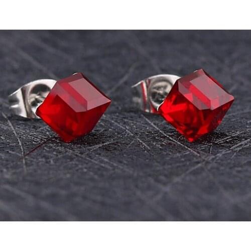Zircon 6mm Geometric Trend Brief Titanium Stainless Steel 3 Colors Plated Men Earring Stud Earrings For Women Classic Jewelry