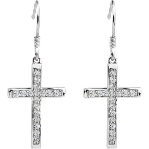 Cross Drop Earrings Women 925 Silver with Hook Ear Wear Jewelry E125