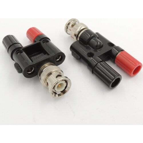 BNC Male Plug to Two dual 4mm Banana female Socket Jack Binding Post RF Coaxial Adapter Connector
