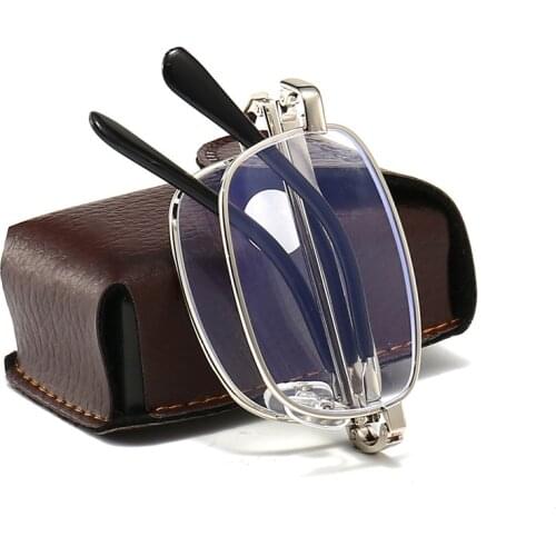 Folding Reading Glasses Men Women Gafas Metal Hyperopia Foldable Glasses Computer Anti-blue Eyeglasses Diopter +100 To +400