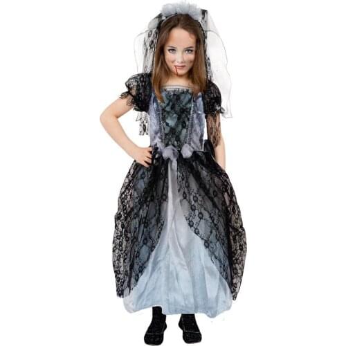 Snailify Gothic Ghost Bride Costume For Girls Dark Ghost Zombie Bride Fancy Dress Halloween Costume For Kids