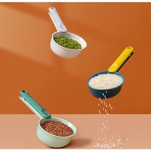 Scoop Rice Spoon Kitchen Household Rice Shovel Flour Spoon Coarse Grains With Clip Spoon Large Capacity Sealing Spoon