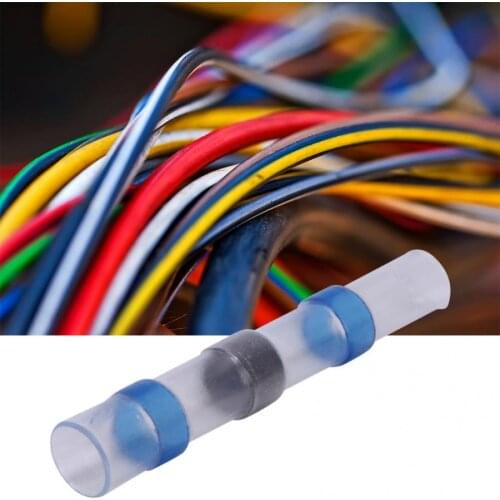50Pcs Heat Shrink Butt Terminal Waterproof White Solder Sleeve Electrical Wire Cable Connector 16-14AWG