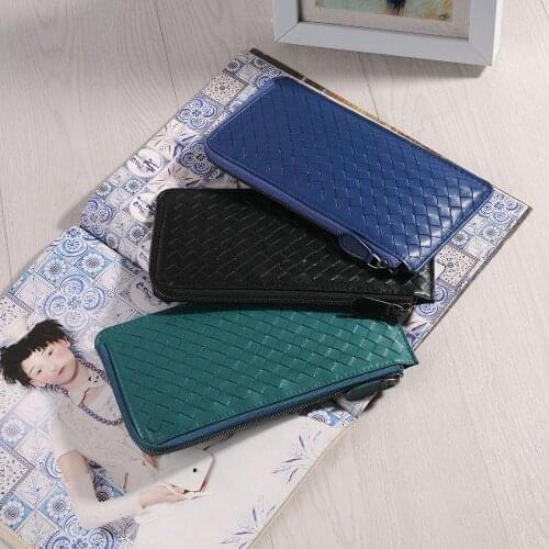 Woven Hand Wallet Womens Long Ultra-Thin Wallet Simple Holder Change Pouch Wallet 2021 New Fashion Luxury Brand 100% Sheepskin