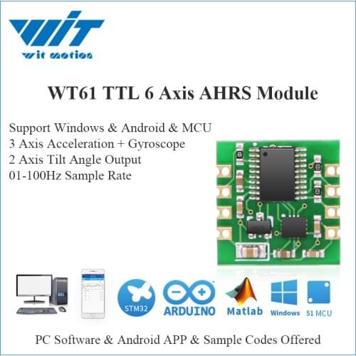 WitMotion WT61 6 Axis AHRS Sensor Digital Tilt Angle Inclinometer + Accelerometer + Gyroscope MPU6050 Module on PC/Android/MCU