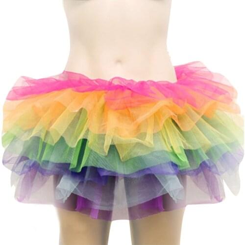 Womens three-layer mesh bandage bow Ballet Skirt Adult fashion short skirt womens high waist rainbow pengpeng skirt