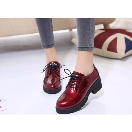 2019 Thick Bottom Women Platform Shoes Fashion Design Round Toe Lace-up Women Casual Shoes British Style Women Brogue Shoes