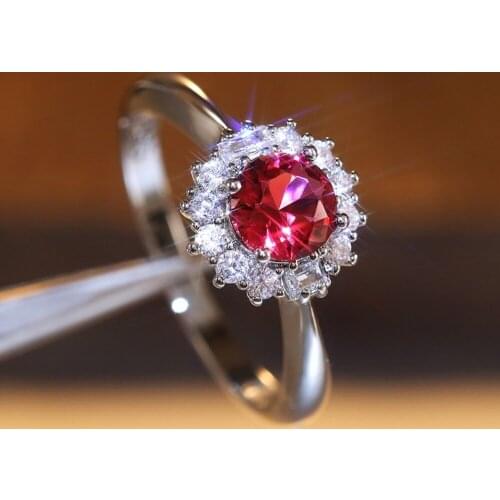 CAOSHI Rose Red Cubic Zirconia Bridal Ring for Women Classic Style Wedding Jewelry Daily Wear Finger Accessories Wholesale Bulk