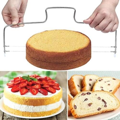 1 Pc Stainless Steel Adjustable Dual-Layers Cake Cutter Slicer Cake Layerer For Kitchen Sponge Bread Knife Cake Baking Tools