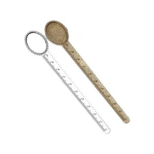 10pcs 18*25mm Retro Metal Bookmark Ruler Flower Bookmarks Fit 18*25mm Glass Cabochon As Book Page Marker School Supplies Finding