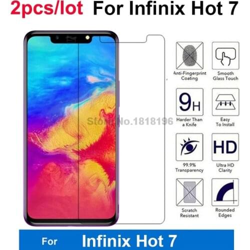 2Pcs Tempered Glass For Infinix Hot 7 Screen Protector Toughened Protective Mobile Phone film For Infinix Hot 7 Case glass Cover