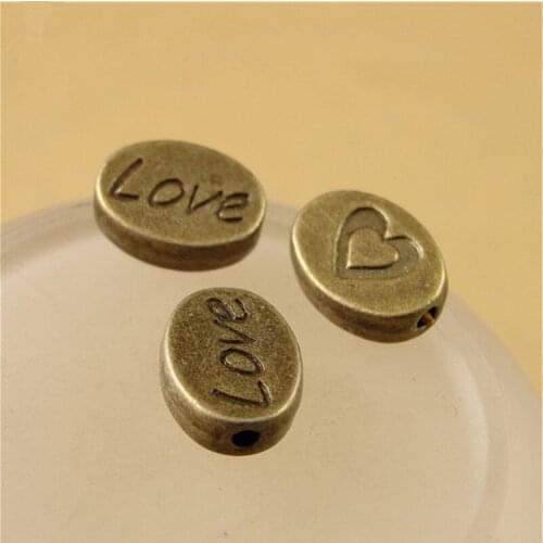 200Pcs/lot Oval Love Beads Bracelet Jewelry Accessories 11*8*3MM Alloy Loose Beads