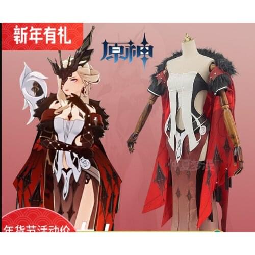 2021 The Hot Game Genshin Impact cos Fools executive officer NPC lady cosplay domineering royal sister game suit costume LL