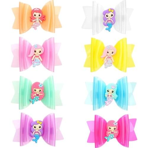 3 inch PVC Colorful Mermaid Hair Clips Baby Girls Hair Accessories Hairbows Barrette Hiar Pins Headwear Accessory
