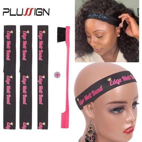 3pcs Edge Melt Band For Lace Wigs Velcro Elastic Band With Logo For Laying Lace Edge Slayer Hair Band 3pcs With 1pcs Edge Brush