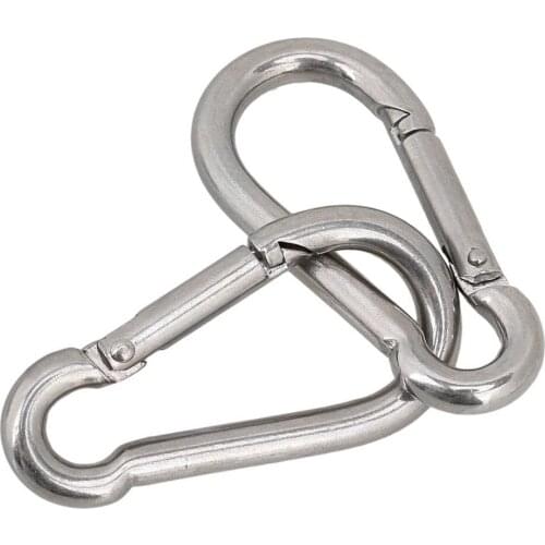 5pcs Multifunctional 304 Stainless Steel Clip Keychain M7x70mm Carabiner Clip Snap Hook, Holds Up to 220lb/100kg (Max)