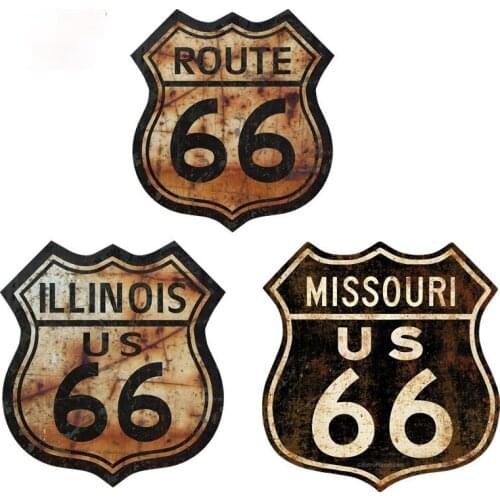 Personality Route 66 Missouri Distressed and Illinois Series Car Sticker Decal Good Quality Waterproof Sun Protection Anti-UV