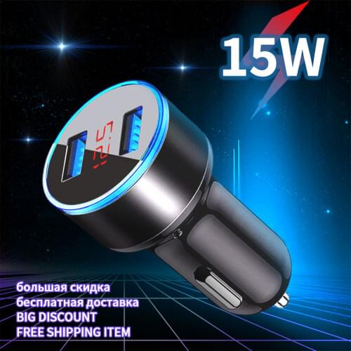 Car Dual USB Charger QC 3.0 Adapter Cigarette Lighter LED Voltmeter For All Types Of Mobile Phones Auto Replacement Parts