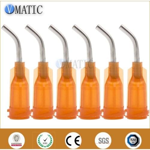 Free Shipping 100Pcs 15G Amber 0.5''Tubing 45 Degree Bend Bent Dispensing Needle Tips Blunt End Stainless Steel Needles 1/2 Inch