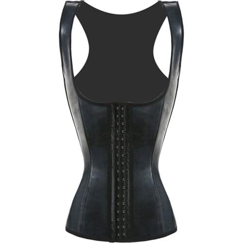 Plus Black Hot Body Latex Tank Corset Top Sexy Shinny Vest Body Shaper Underwear Women Slimming Belt Waist Trainer Shapewear
