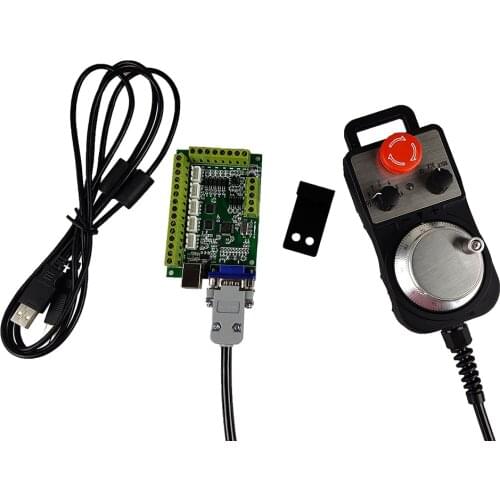 CNC controller 100k 5-axis USB Mach3 motion control card cnc kit with 6-axis emergency stop electronic handwheel