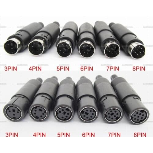 10pcs S-Video terminal Circular Connector Mini DIN 3/4/5/6/7/8 Pin Male/Female With Plastic Handle Adapter Soldering Cables DIY