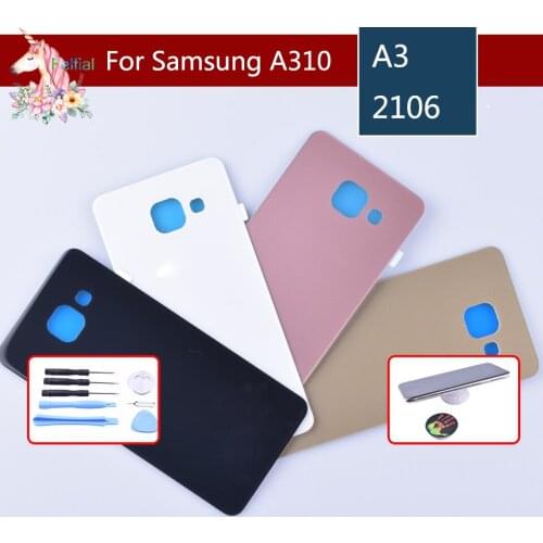 For Samsung Galaxy A310 A310F A3100 A3 2016 Housing Battery Cover Door Rear Chassis Back Case Housing Glass Replacement
