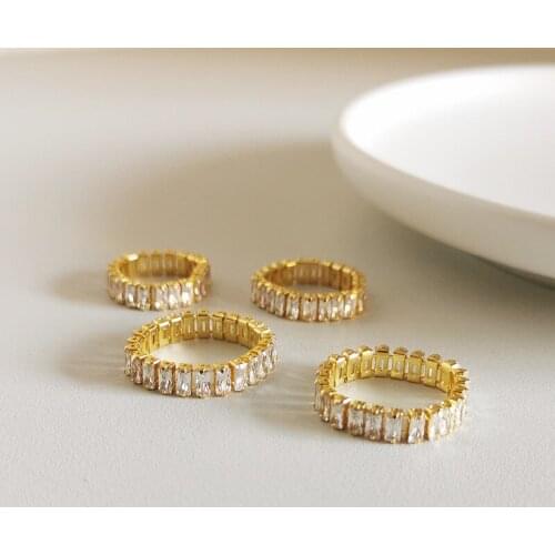 Amaiyllis s925 Sterling Silver Vintage Glitter Crystal Inlaid Zircon Rings Light Luxury Fashion Ring For Women Jewelry