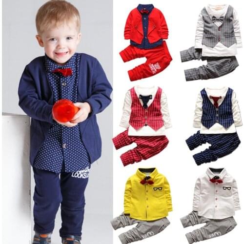 1 2 4 year Children clothing sets casual kids sport suits Baby boys clothes gentleman suit costume for girls boutique outfits