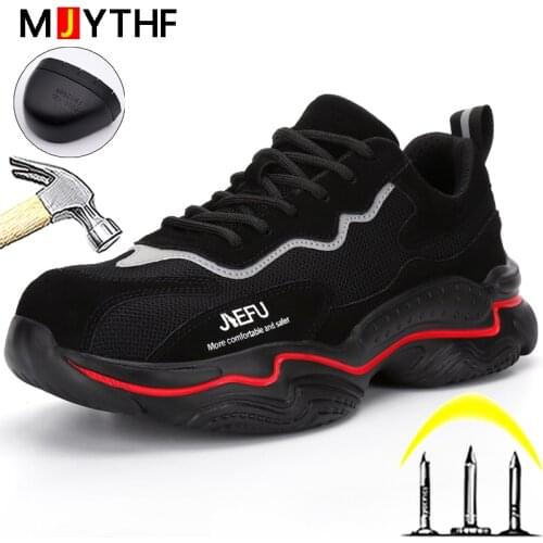 MJYTHF Work Boots Safety Steel Toe Shoes Men Work Sneakers Lightweight Men Shoes Anti-puncture Indestructible Shoes Boots 47 48