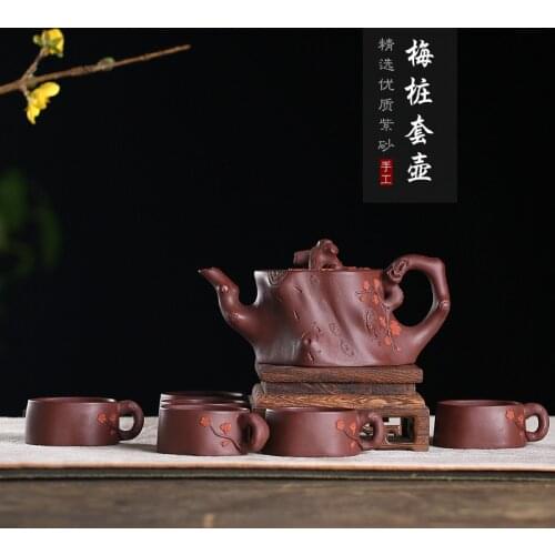 Purple clay pot set wholesale raw ore Purple mud pure hand-made pot plum pile set pot tea set gift box consignor