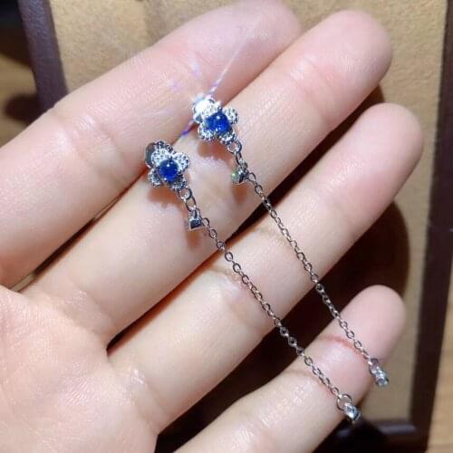 Natural And Real Sapphire Earring 925 sterling silver Fine jewelry For men women