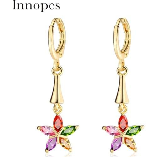 Innopes vintage flowers earings fashion jewelry ethnic gold earrings color earrings