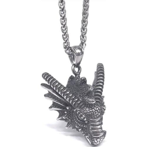 Chinese Style Retro Devil Dragon Pendant Necklace Exquisite Mens Domineering Punk Necklace Hip Hop Rock Party Jewelry