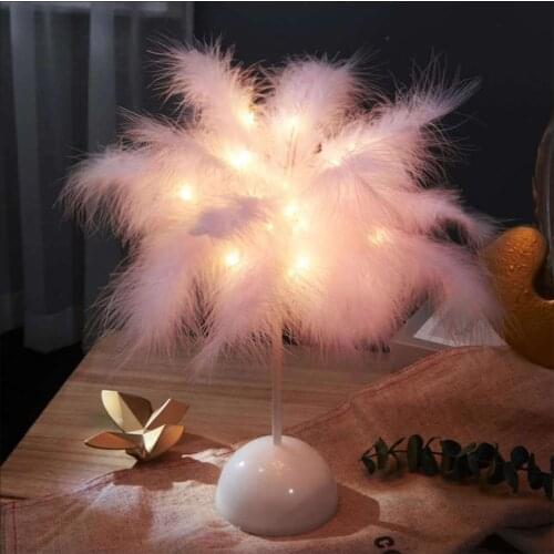 Feather Night Light Bedroom Decoration Fairy Copper Lamp LED Birthday Gift Required Lights for Home Party Wedding Decorative led