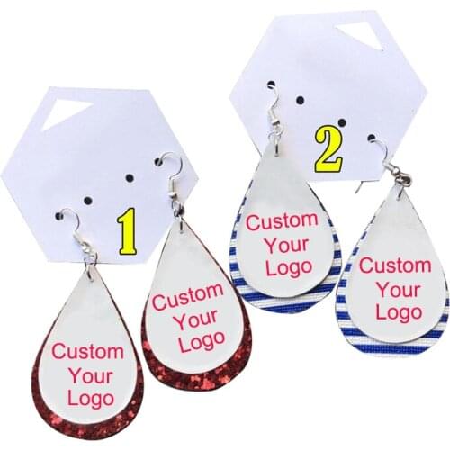 Striped Teardrop Doubles New Football Team Leather Earrings Multilayer Glitter Leaf Earrings New