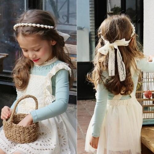 Korea Lace Flower Pearl Head Band Hair Accessories lovely embroidery Headband for Grils Hair Band Hair Bow Princess