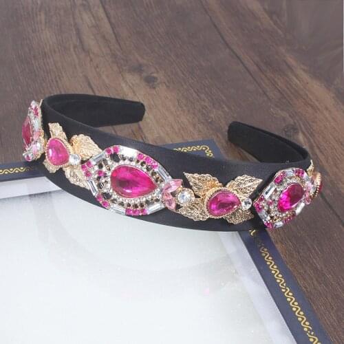 Baroque rhinestone headband fashion show full color geometry flower wild tide female accessories hair band headband