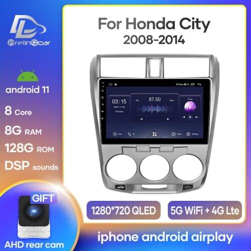 Prelingcar Android 10.0 For For Honda CITY 2008 -2014 Car Radio Multimedia Video Player GPS Navigation NO DVD 2 Din