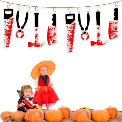 Horror Spooky Halloween Party Haunted House Hanging Garland Pennant Banner Decoration Halloween Party Props