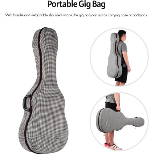 Muslady 41 Inches Acoustic Guitar Gig Bag Lightweight Hardshell Carrying Case Cotton Exterior Plush Lining with Shoulder Straps
