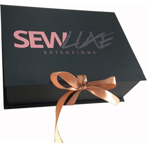 Customized Printing Ribbon Packaging Boxes With Logo Foldable Shipping Mailer Wig Box Clothing Scarf Hair Wigs Packing Gift Box